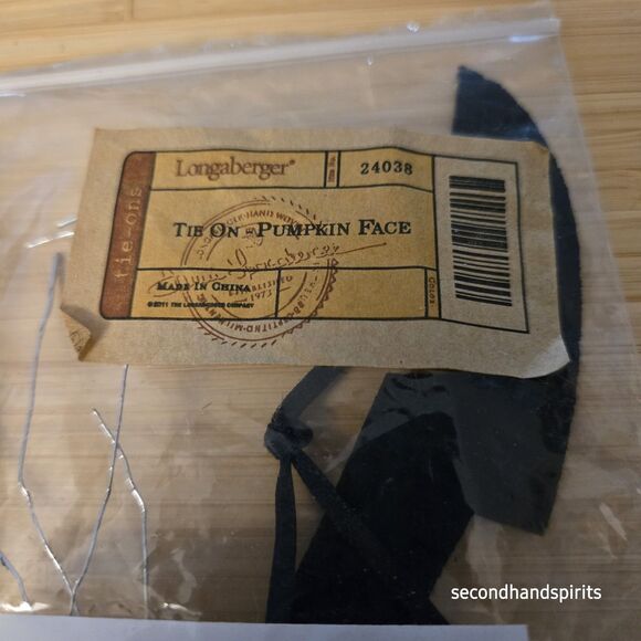 Longaberger Black Felt Pumpkin Jack o Lantern Face Tie On 24038 - Picture 4 of 4
